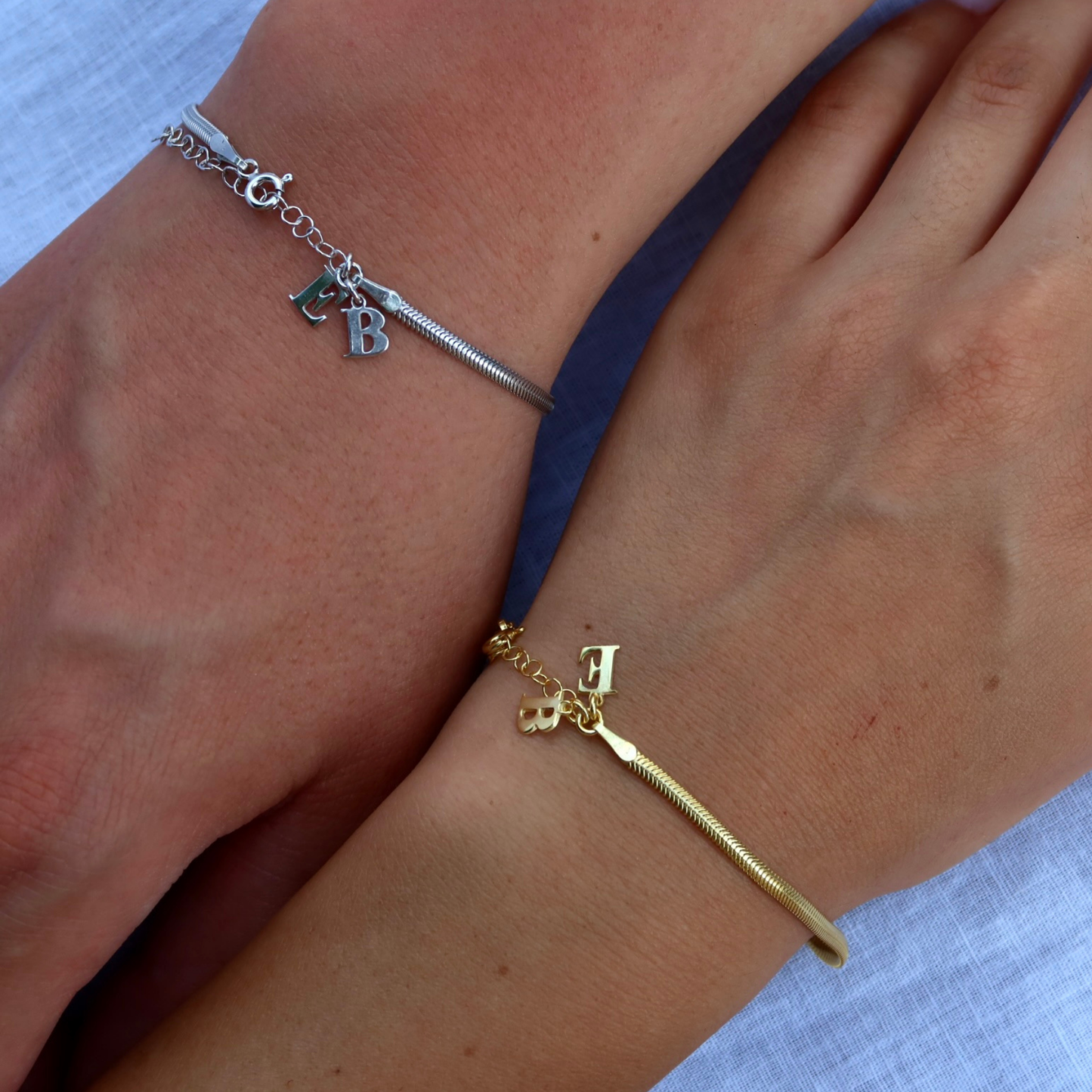 925 Gümüş | Harfli İtalyan Yassı Bileklik(Tekli)