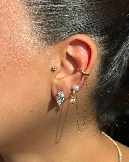 925 Gümüş | Markiz Taşlı Kilit Küpe