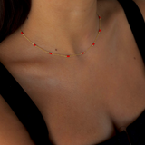 925 Gümüş | Kırmızı Mineli İnce Kolye