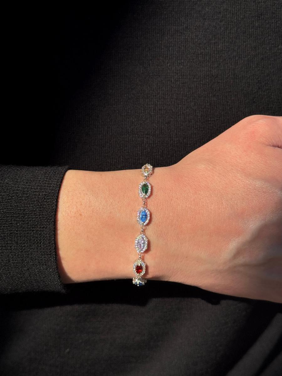 925 Gümüş | Colorfol Markiz Taşlı Bileklik