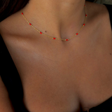 925 Gümüş | Kırmızı Mineli İnce Kolye