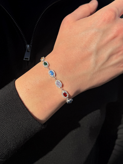 925 Gümüş | Colorfol Markiz Taşlı Bileklik