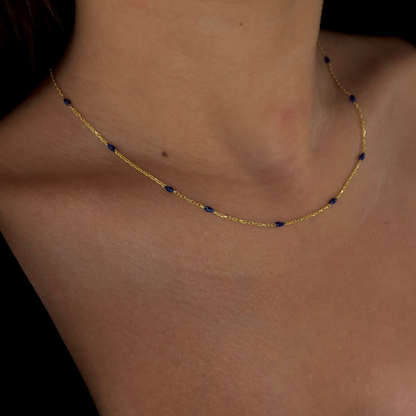 925 Gümüş | Lacivert Mineli İnce Kolye