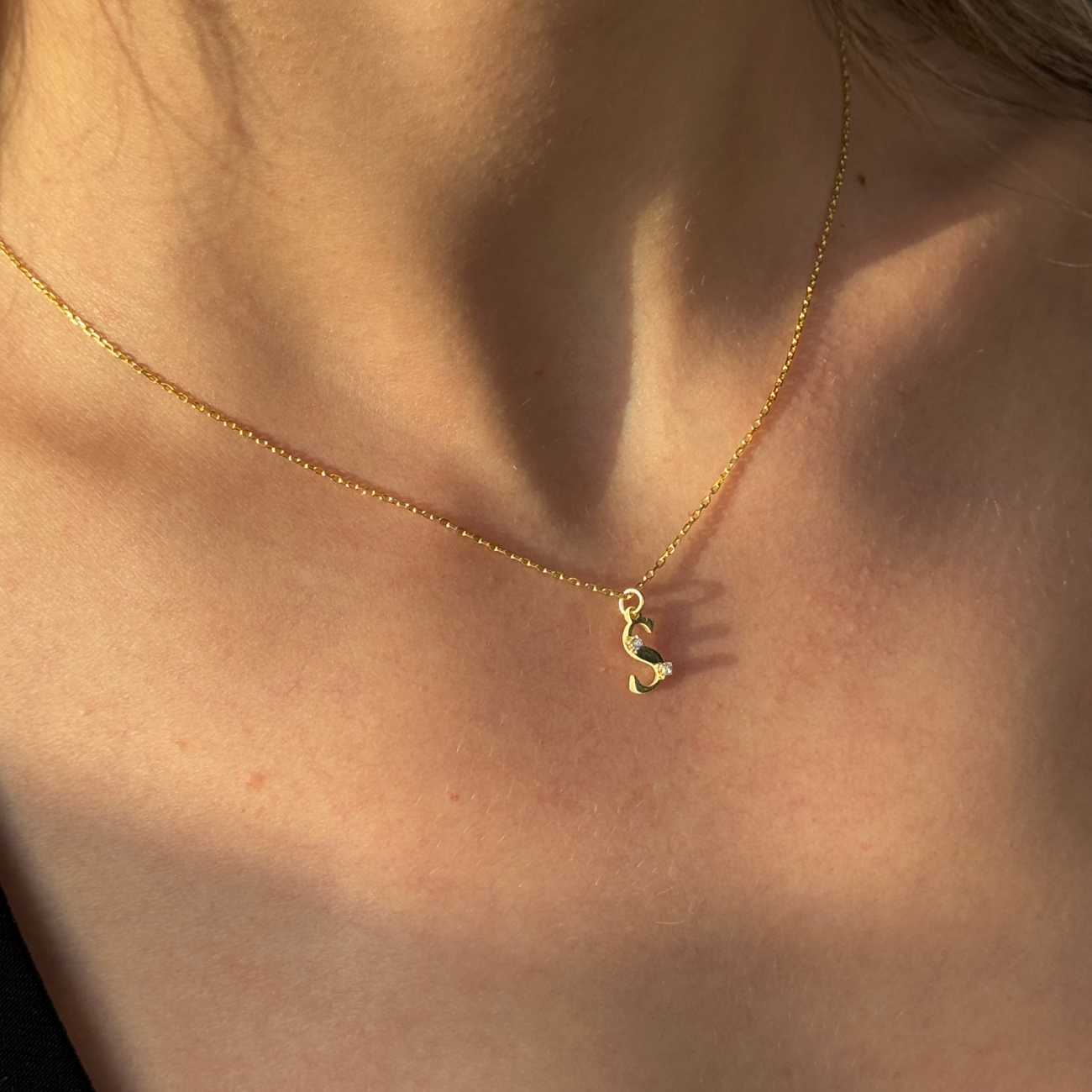 925 Gümüş | Minimal Taşlı Harf Kolye