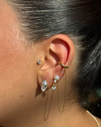 925 Gümüş | Markiz Taşlı Kilit Küpe