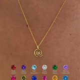925 Gümüş | Doğum Taşlı Spiral Kolye