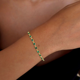 925 Gümüş | Yeşil Yuvarlak Taşlı Bileklik