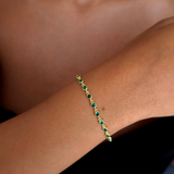 925 Gümüş | Yeşil Yuvarlak Taşlı Bileklik