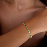 925 Gümüş | Yeşil Yuvarlak Taşlı Bileklik