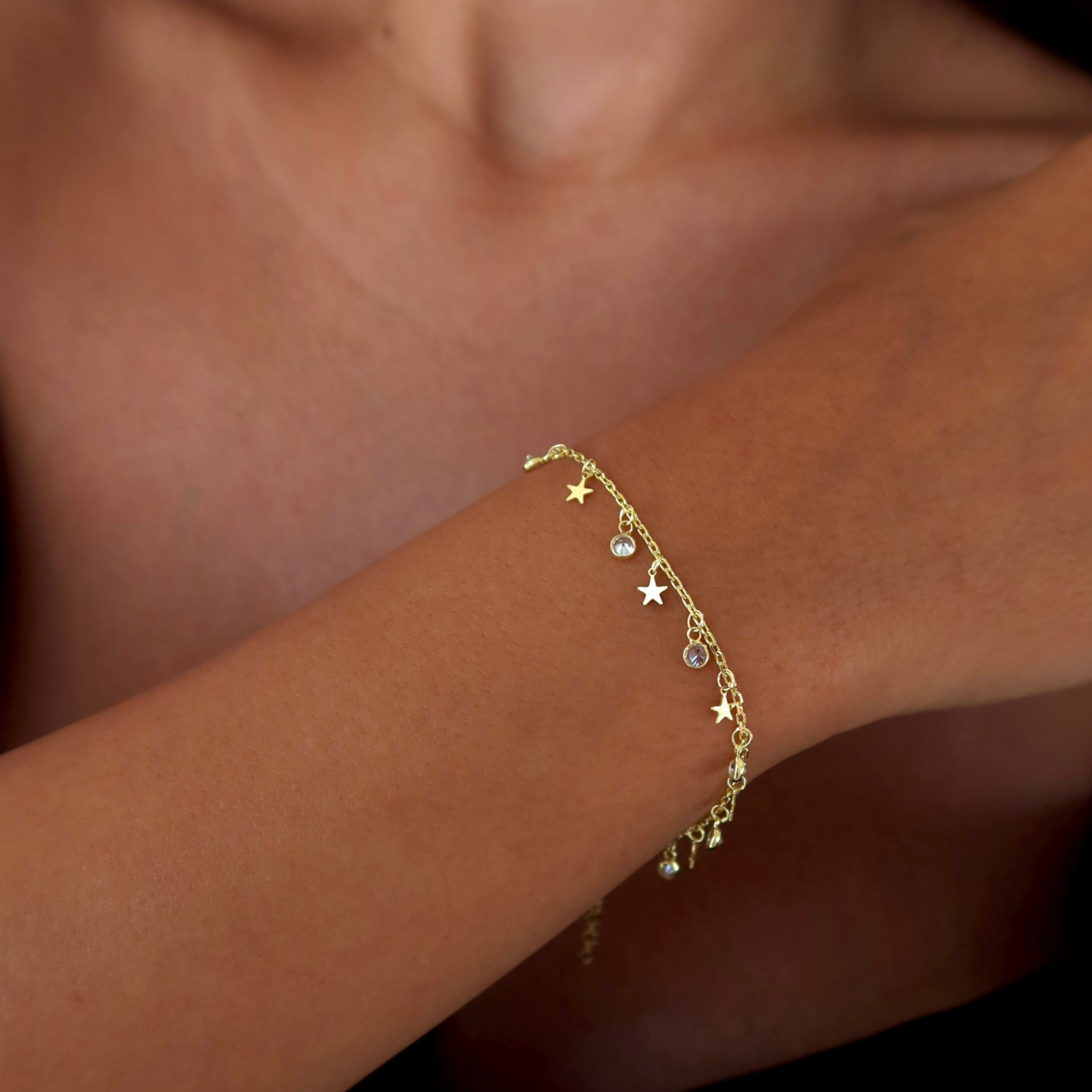 925 Gümüş | Yıldız ve Taş Charm Bileklik