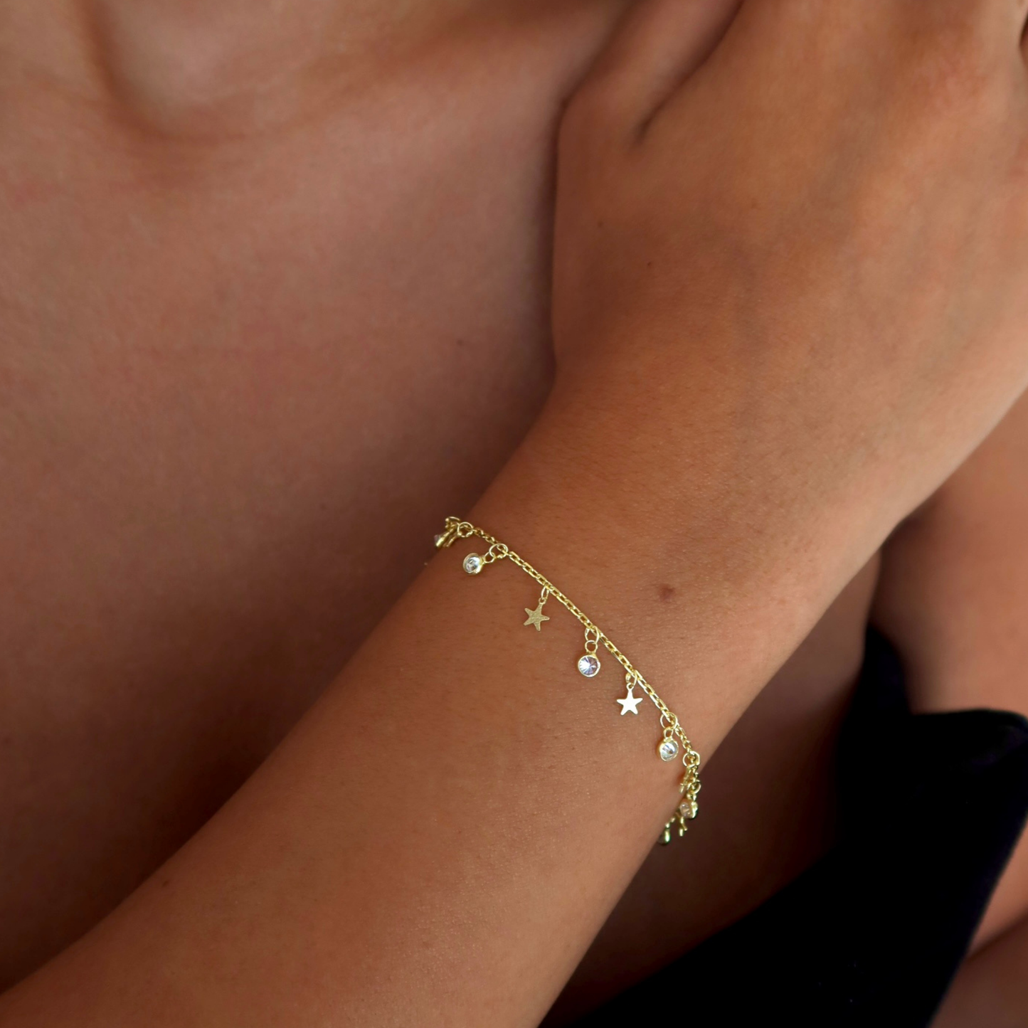 925 Gümüş | Yıldız ve Taş Charm Bileklik
