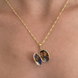 925 Gümüş | Oval Kutup Yıldızlı Kapaklı Fotoğraf Kolye