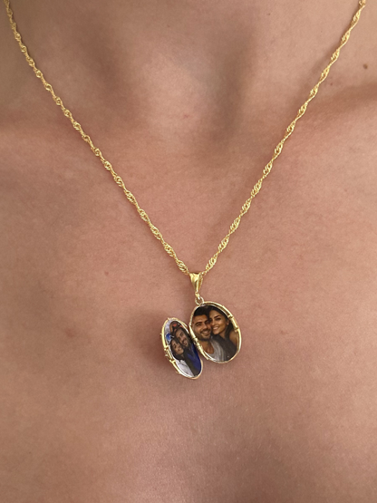 925 Gümüş | Oval Kutup Yıldızlı Kapaklı Fotoğraf Kolye
