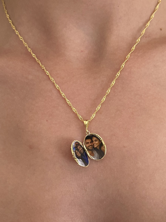 925 Gümüş | Oval Kutup Yıldızlı Kapaklı Fotoğraf Kolye