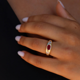 925 Gümüş | Bordo Zirkon Taşlı Yüzük