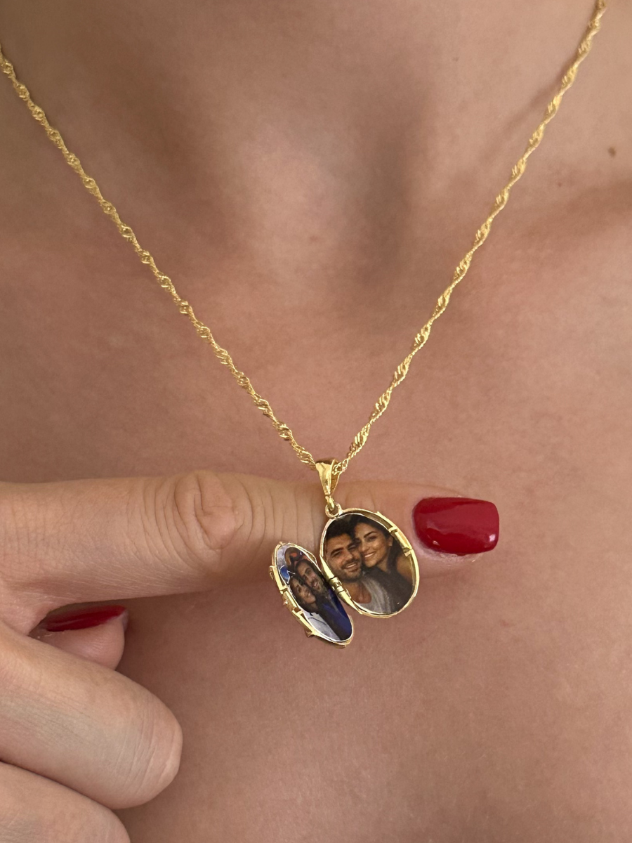 925 Gümüş | Oval Kutup Yıldızlı Kapaklı Fotoğraf Kolye