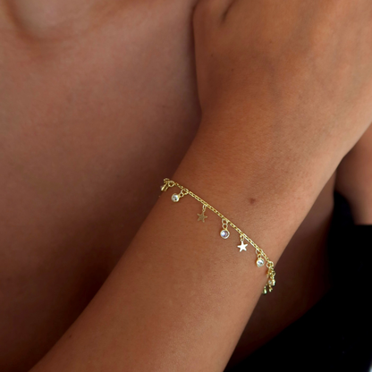925 Gümüş | Yıldız ve Taş Charm Bileklik
