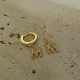 925 Gümüş | Taşlı Harf Küpe