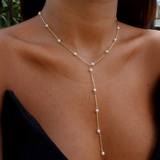 925 Gümüş | İncili Y Zincir Kolye