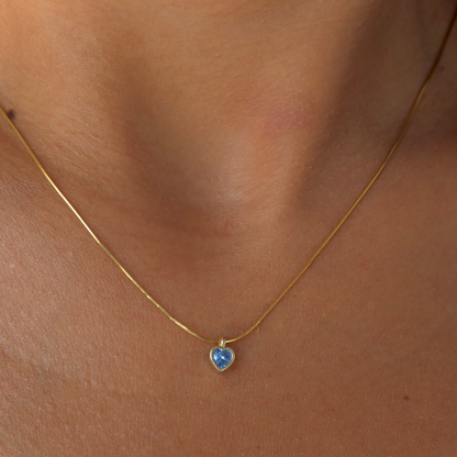 925 Gümüş | Mini Kalpli Doğum Ayı Taşlı Kolye