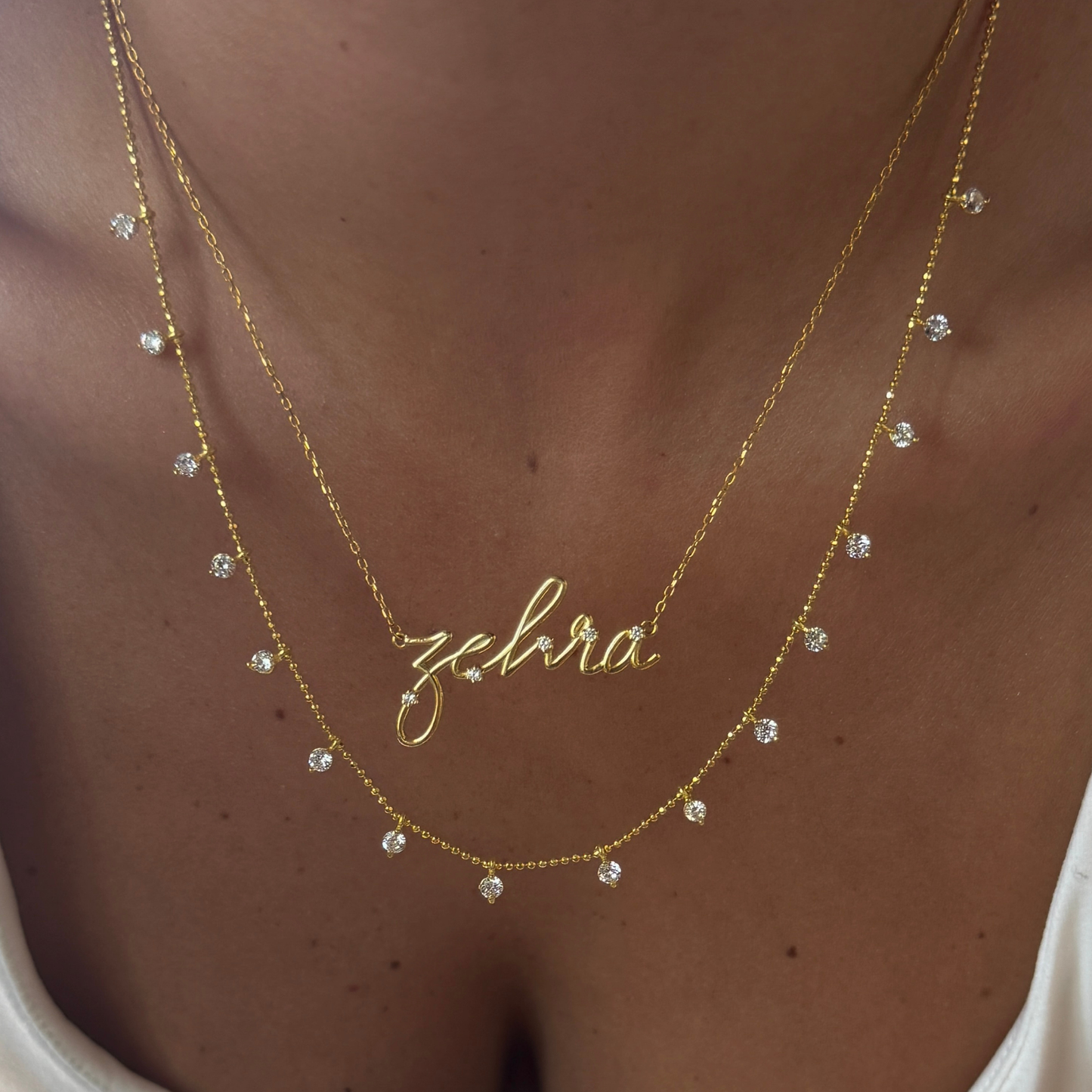 925 Gümüş | 3 Boyutlu Taşlı İsim Kolye