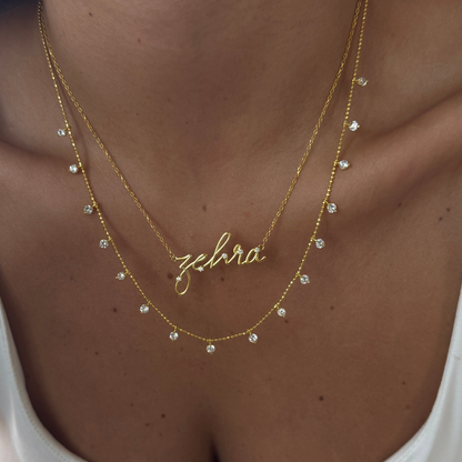 925 Gümüş | 3 Boyutlu Taşlı İsim Kolye