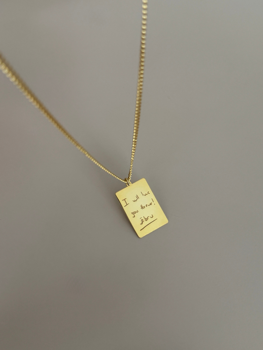 925 Gümüş | Kendi El Yazın ile İstediğini Yazdır-Çizdir Plaka Kolye