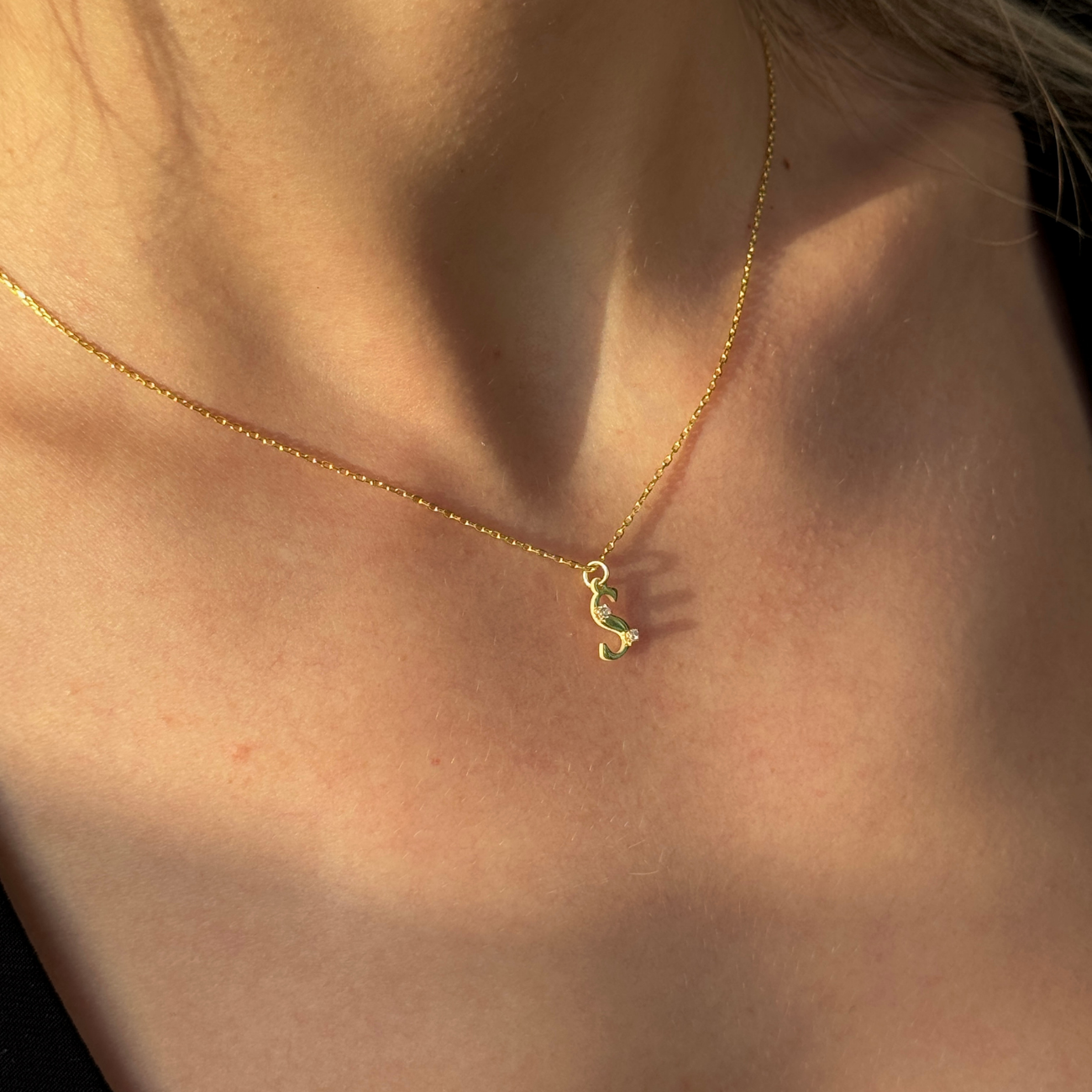 925 Gümüş | Minimal Taşlı Harf Kolye