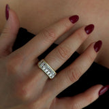 925 Gümüş | Şerit Baget Taşlı Yüzük