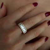 925 Gümüş | Şerit Baget Taşlı Yüzük