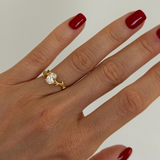 925 Gümüş | Defne Dalı Tek Taş Yüzük