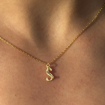 925 Gümüş | Minimal Taşlı Harf Kolye