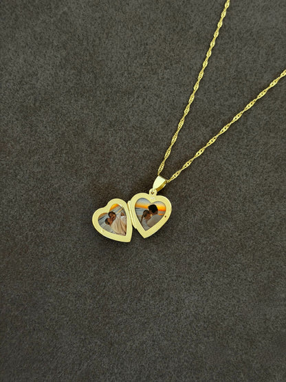 925 Gümüş | Kişiye Özel Kalpli Kapaklı Fotoğraf Kolye