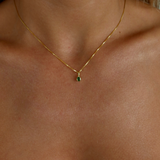 925 Gümüş | Minimal Yeşil Taşlı  Kolye