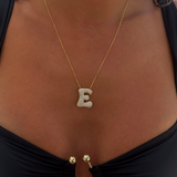 925 Gümüş | Taşlı Bombeli Harf Kolye