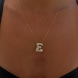 925 Gümüş | Taşlı Bombeli Harf Kolye