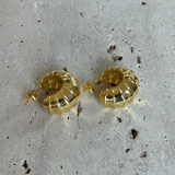 925 Gümüş | Bombeli Çizgili Vintage Küpe