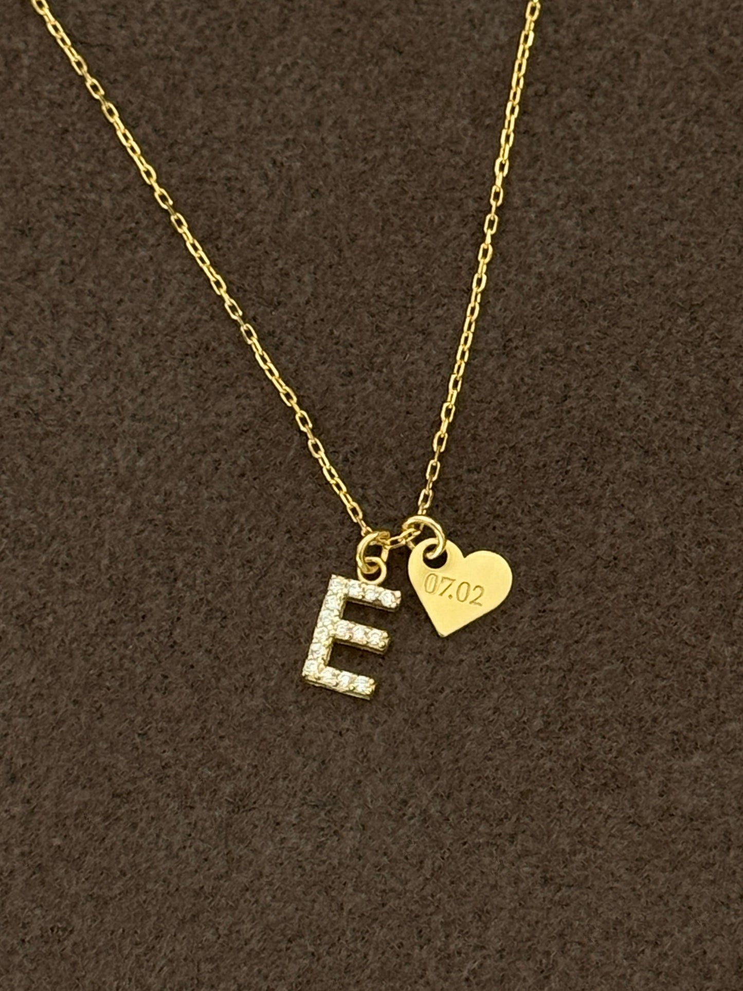 925 Gümüş | Harfli Kalp Plaka Kolye