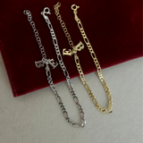 925 Gümüş | Harfli Figaro Bileklik(Tekli)