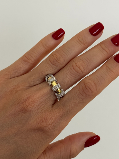 925 Gümüş | Sıralı Baget Işıltısı Yüzük