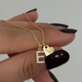 925 Gümüş | Harfli Kalp Plaka Kolye