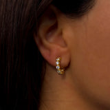 925 Gümüş | Taşlı Yarım Halka Küpe