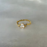 925 Gümüş | Defne Dalı Tek Taş Yüzük