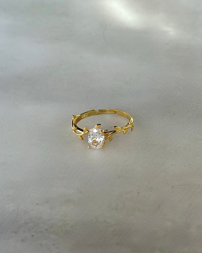 925 Gümüş | Defne Dalı Tek Taş Yüzük